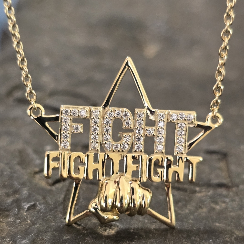 Trump 14kt gold vermeil fight fight fight necklace